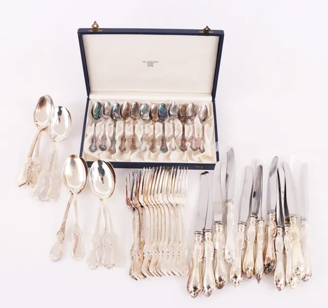 Bestickservisdelar 47st, silver, "Olga", GAB, Stockholm
