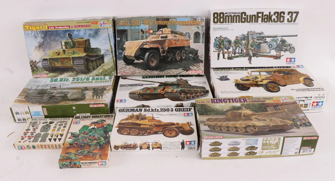 Byggsatser 10st, bl.a. Tamiya