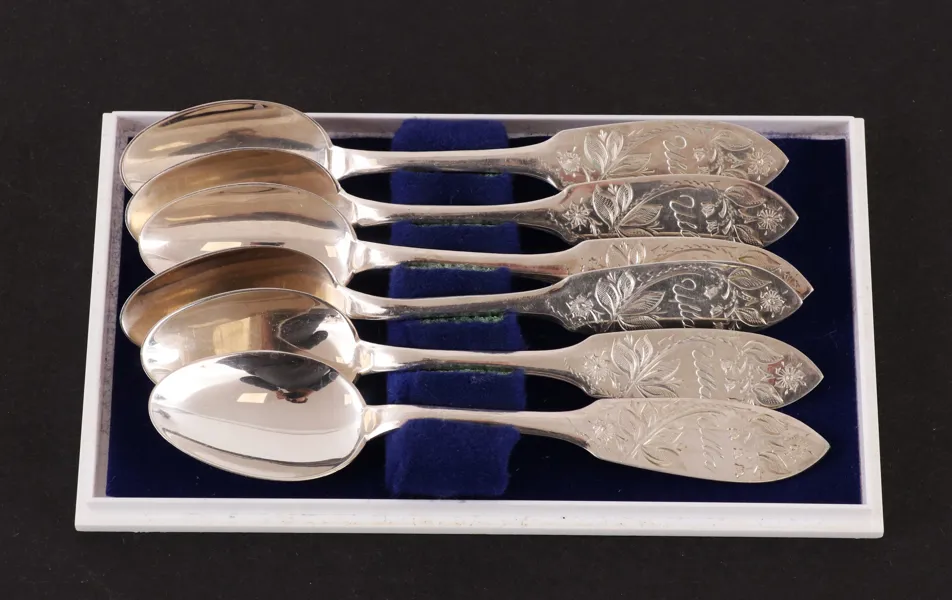 Kaffeskedar 6st, silver, "Tornedal"
