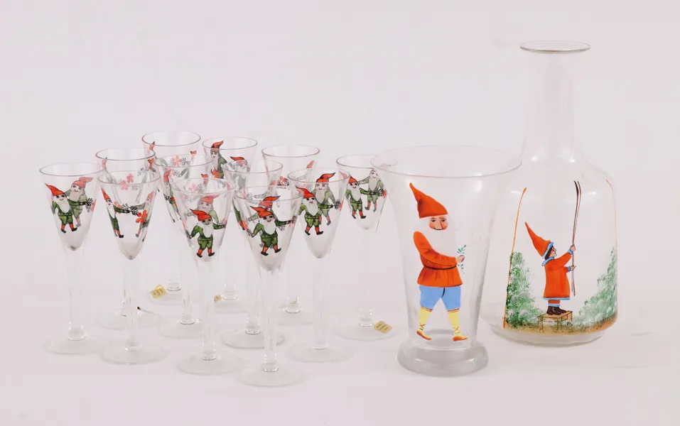 Emaljmålat glas 14 delar