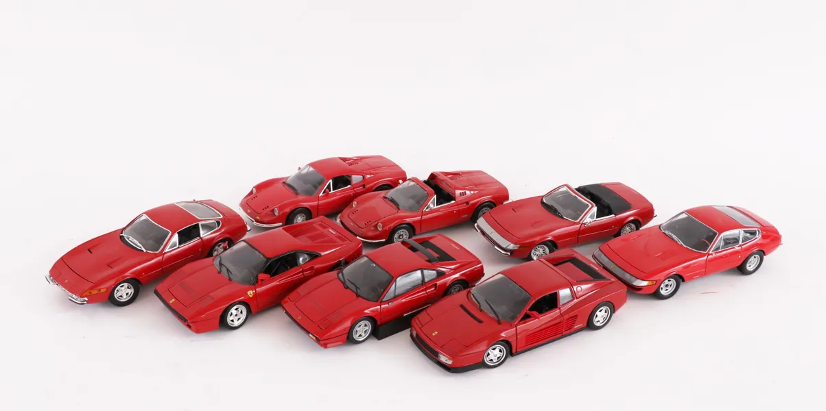 Modellbilar 8st, Ferrari, bl.a. Kyosho, Hot Wheels