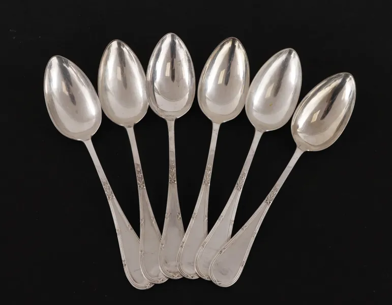 Matskedar 6st, silver, C.G.Hallberg, Stockholm